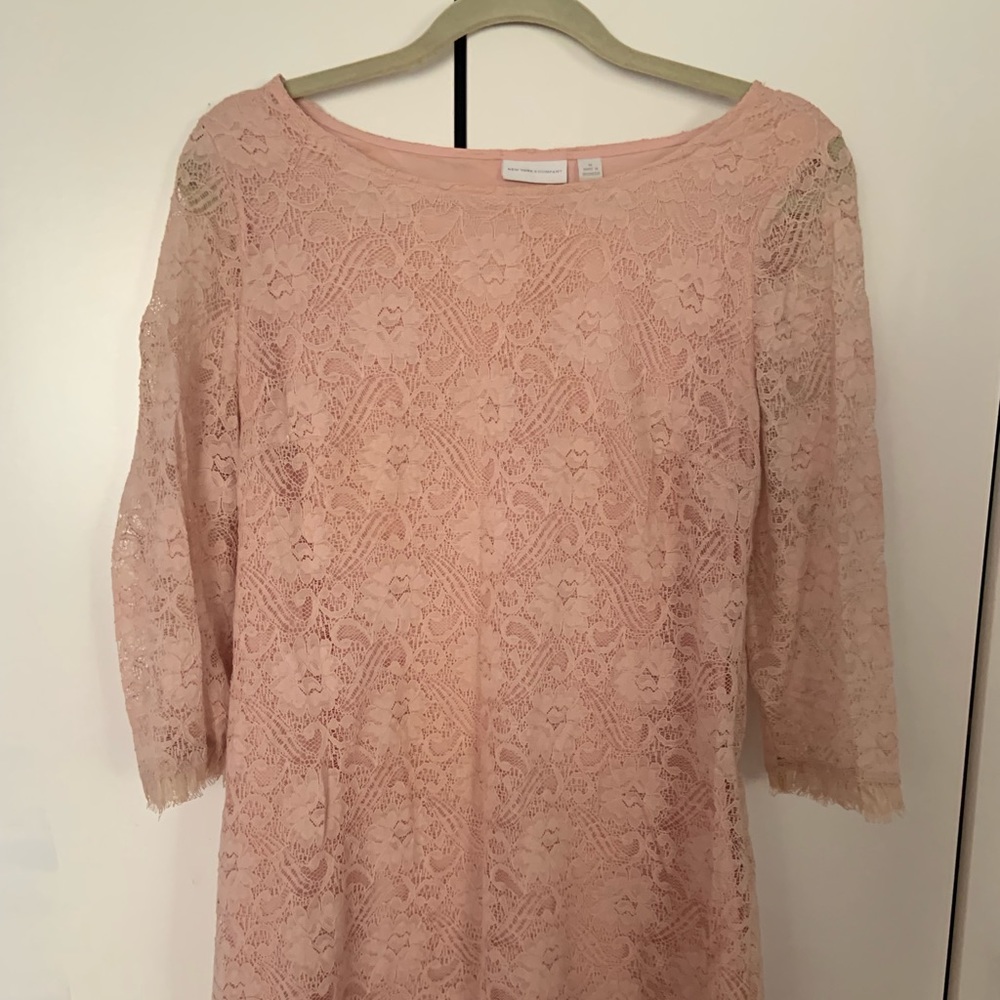 New York and Company pink lace dress